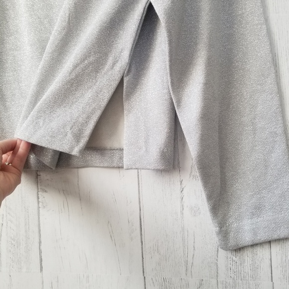 NWOT & Other Stories Silver Metallic Sweater Sz 6 - Picture 3 of 6